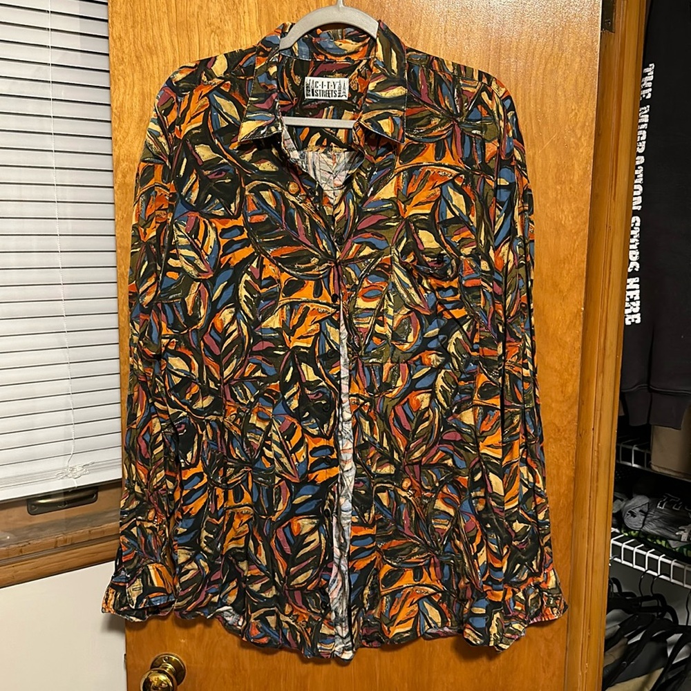 90s Abstract Hawaiian Button-Up